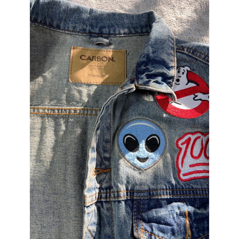 Custom Patch Denim Jacket Mens Medium Jurassic Pa… - image 7